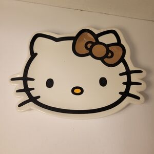 Sanrio Hello Kitty GOLD bow Ceramic Trinket Jewelry Tray Plate Dish NEW